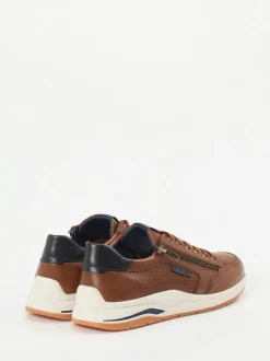 Sioux – Sneaker aus geprägtem Leder cognacbraun