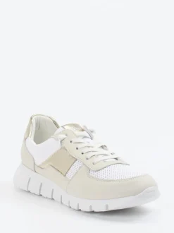 Sioux – Sneaker aus Kalbleder und Mesh weiß-beige