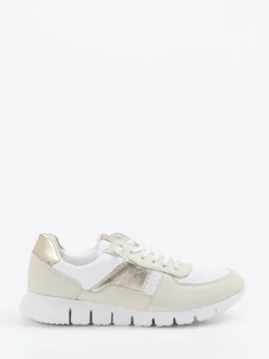 Sioux – Sneaker aus Kalbleder und Mesh weiß-beige