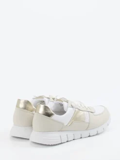 Sioux – Sneaker aus Kalbleder und Mesh weiß-beige