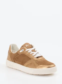 Sioux – Sneaker aus Metallic- und Veloursleder bronzefarben