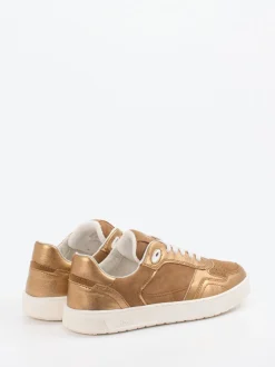 Sioux – Sneaker aus Metallic- und Veloursleder bronzefarben