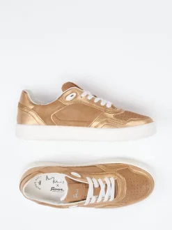Sioux – Sneaker aus Metallic- und Veloursleder bronzefarben