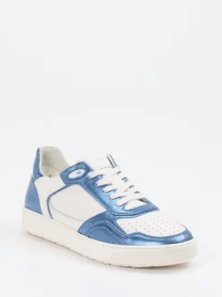 Sioux – Sneaker aus Metallic-Leder in Offwhite