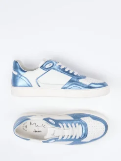 Sioux – Sneaker aus Metallic-Leder in Offwhite