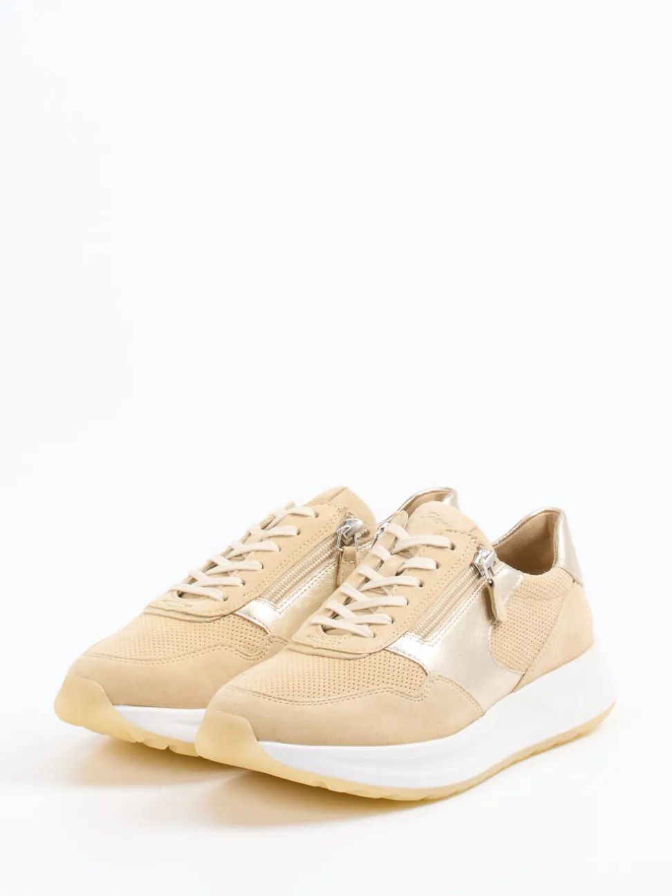 Sioux – Sneaker aus Veloursleder beige mit Metallic