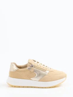 Sioux – Sneaker aus Veloursleder beige mit Metallic