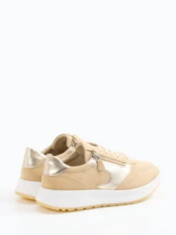Sioux – Sneaker aus Veloursleder beige mit Metallic