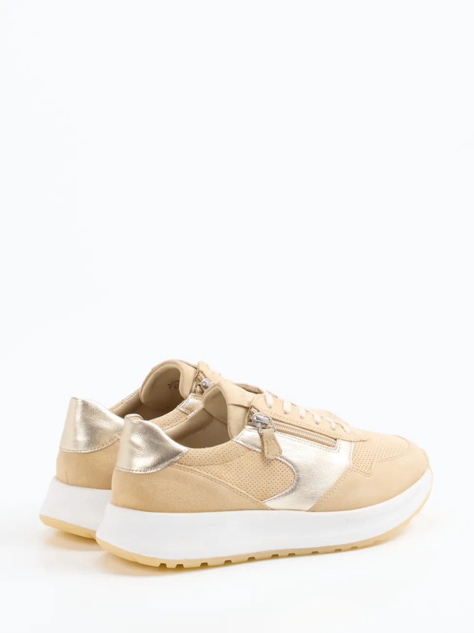 Sioux – Sneaker aus Veloursleder beige mit Metallic