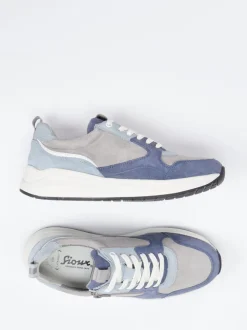 Sioux – Sneaker aus Veloursleder in Graublau