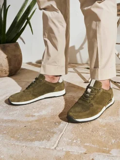 Sioux – Sneaker aus Veloursleder in Olivgrün