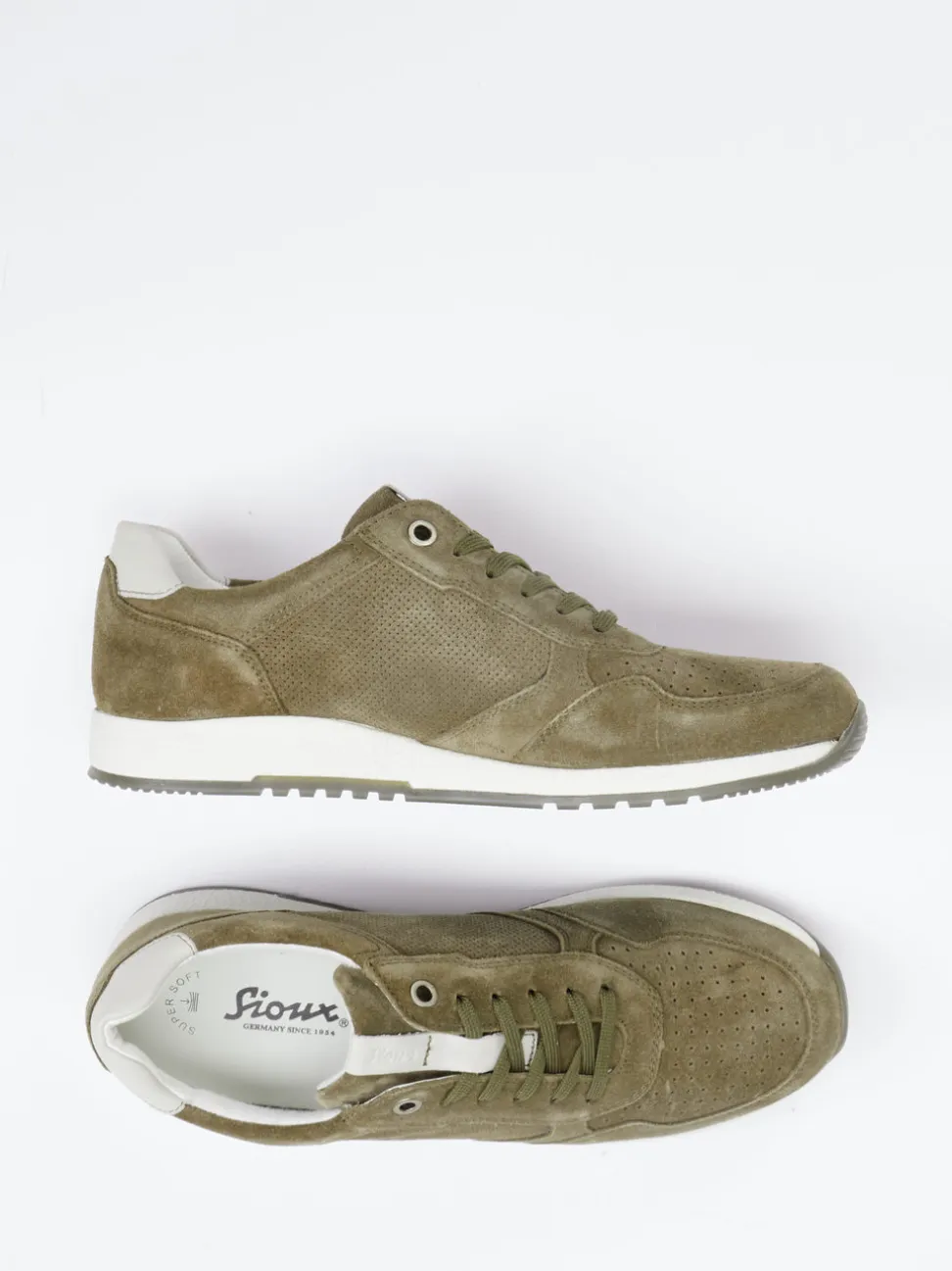 Sioux – Sneaker aus Veloursleder in Olivgrün