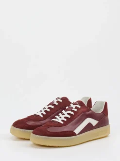 Sioux – Sneaker aus Veloursleder und Glattleder weinrot