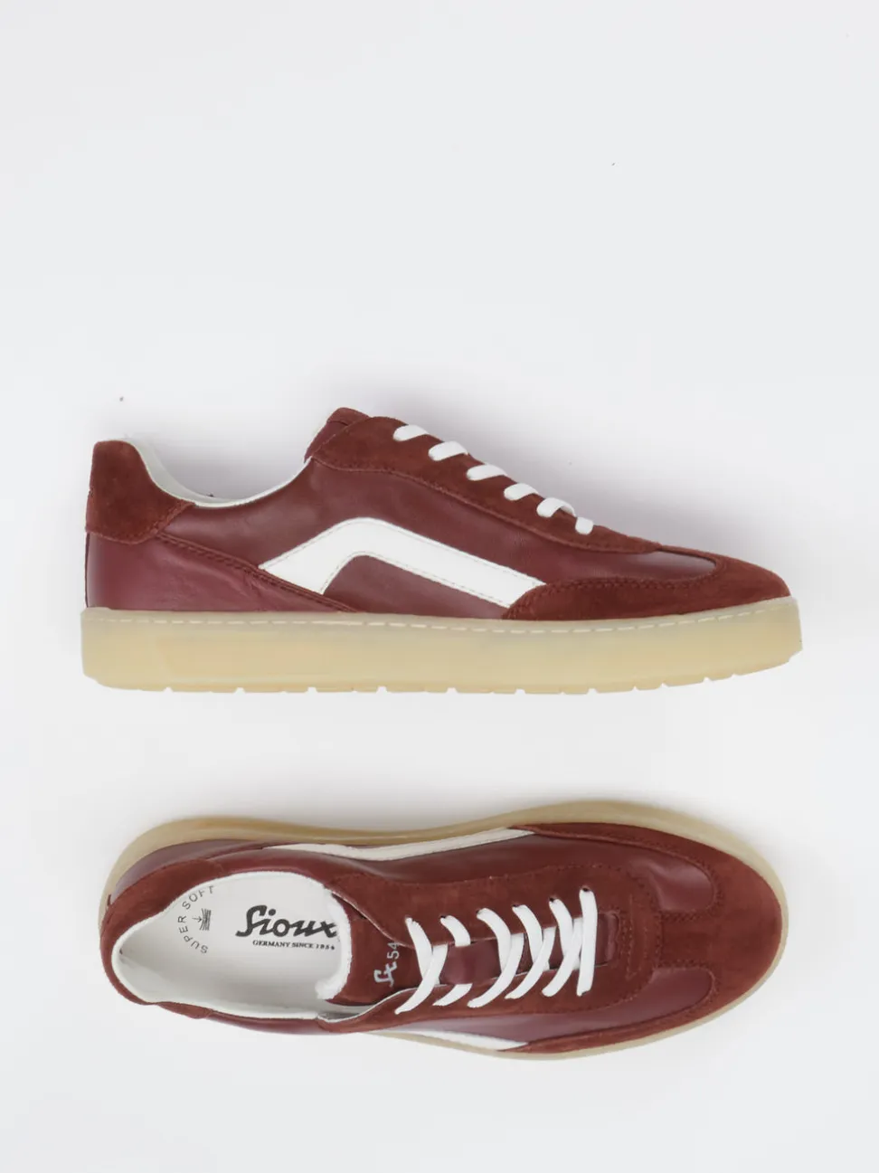 Sioux – Sneaker aus Veloursleder und Glattleder weinrot