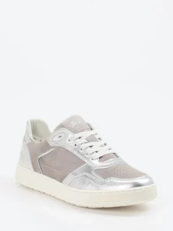 Sioux – Sneaker aus Veloursleder und Metallicleder silber