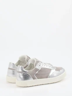 Sioux – Sneaker aus Veloursleder und Metallicleder silber