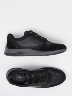 Sioux – Sneaker aus Velours- und Glattleder schwarz