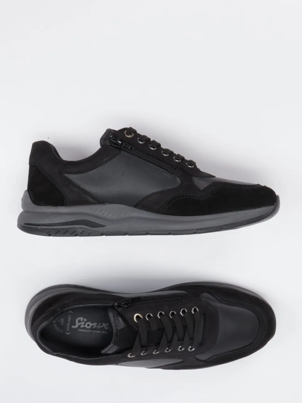 Sioux – Sneaker aus Velours- und Glattleder schwarz