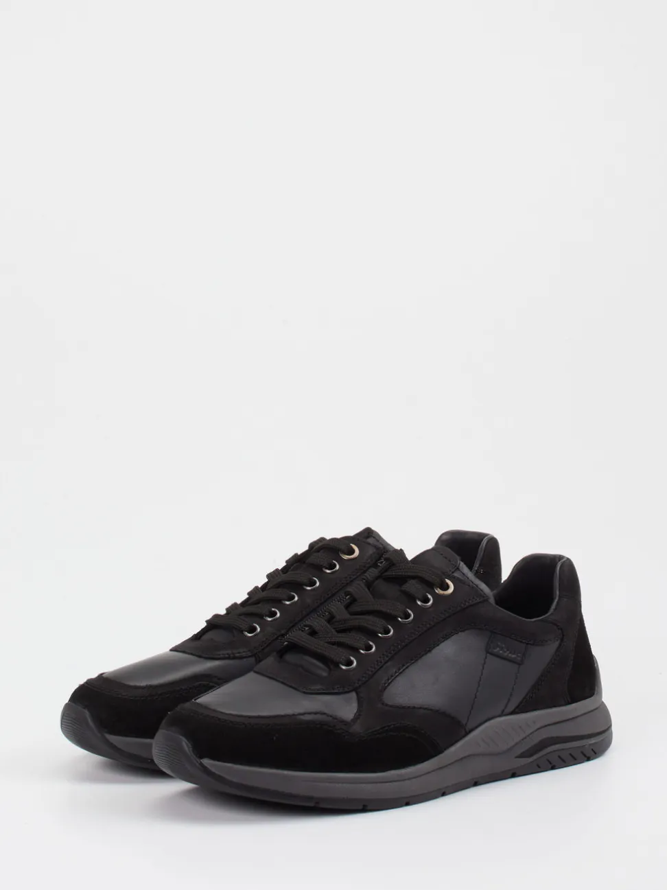 Sioux – Sneaker aus Velours- und Glattleder schwarz