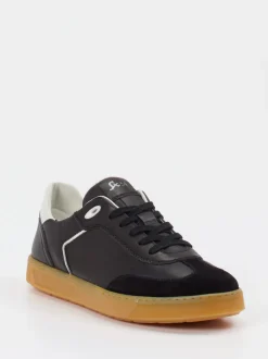 Sioux – Sneaker aus Velourleder und Glattleder schwarz