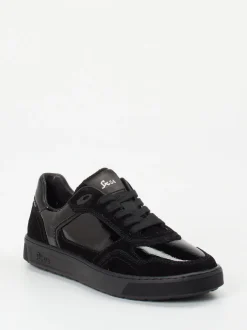 Sioux – Sneaker aus Velours- und Lackleder schwarz