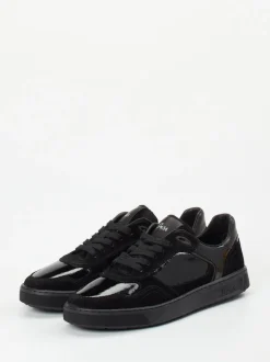 Sioux – Sneaker aus Velours- und Lackleder schwarz