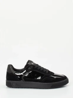 Sioux – Sneaker aus Velours- und Lackleder schwarz