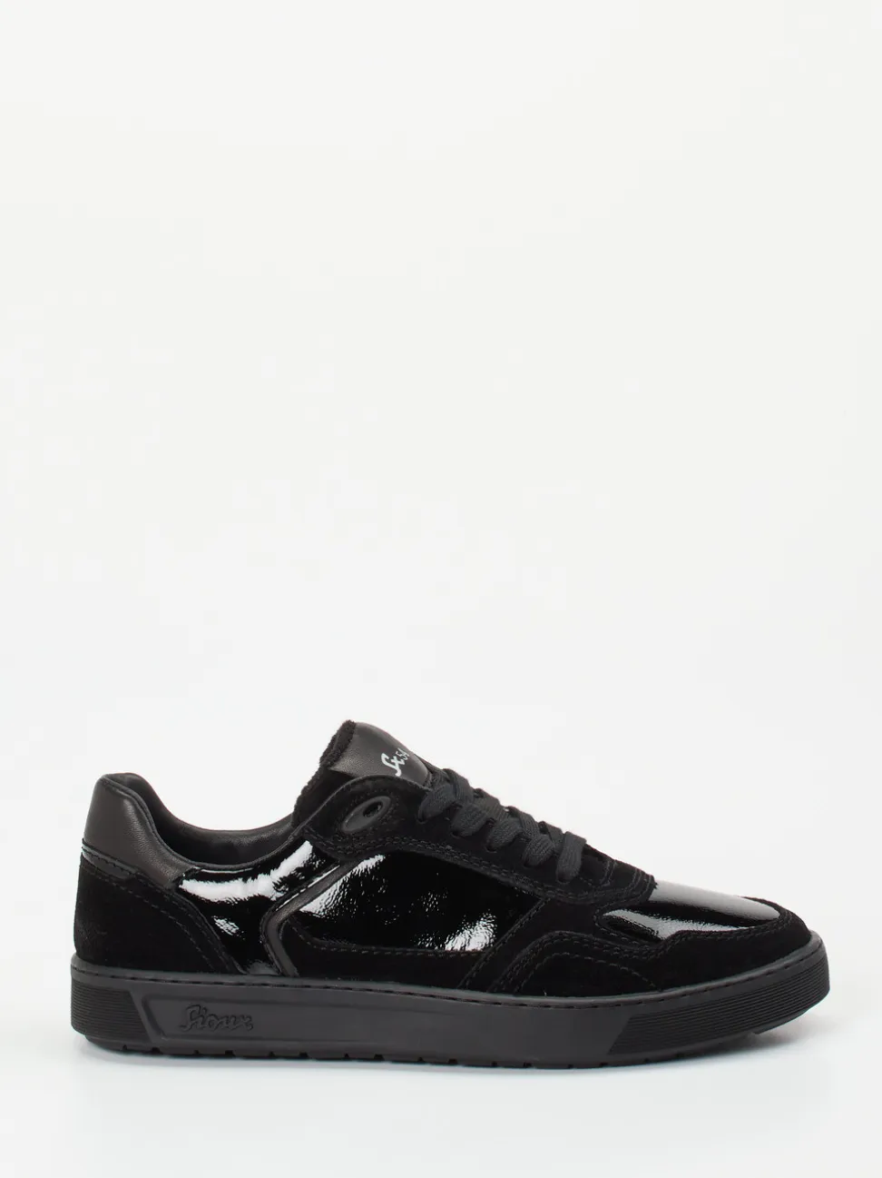 Sioux – Sneaker aus Velours- und Lackleder schwarz