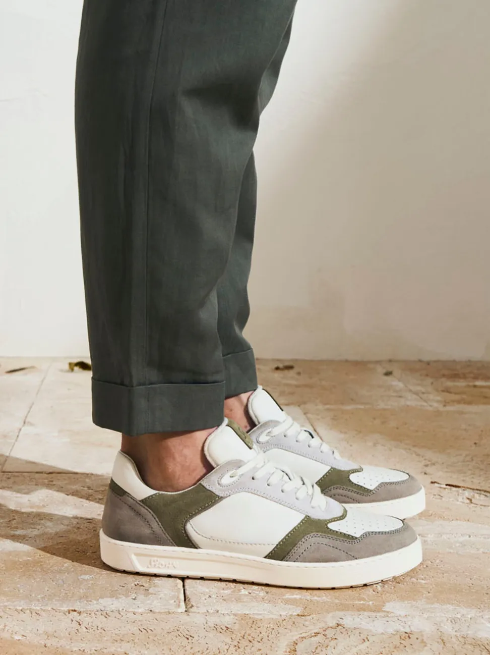 Sioux – Sneaker aus Velour- und Glattleder Weiß