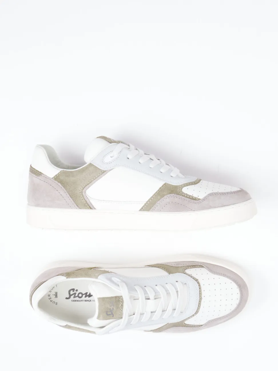 Sioux – Sneaker aus Velour- und Glattleder Weiß