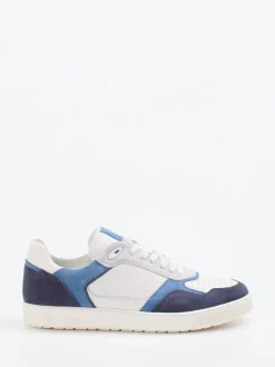 Sioux – Sneaker aus Velour/Leder in Off-White-Blau