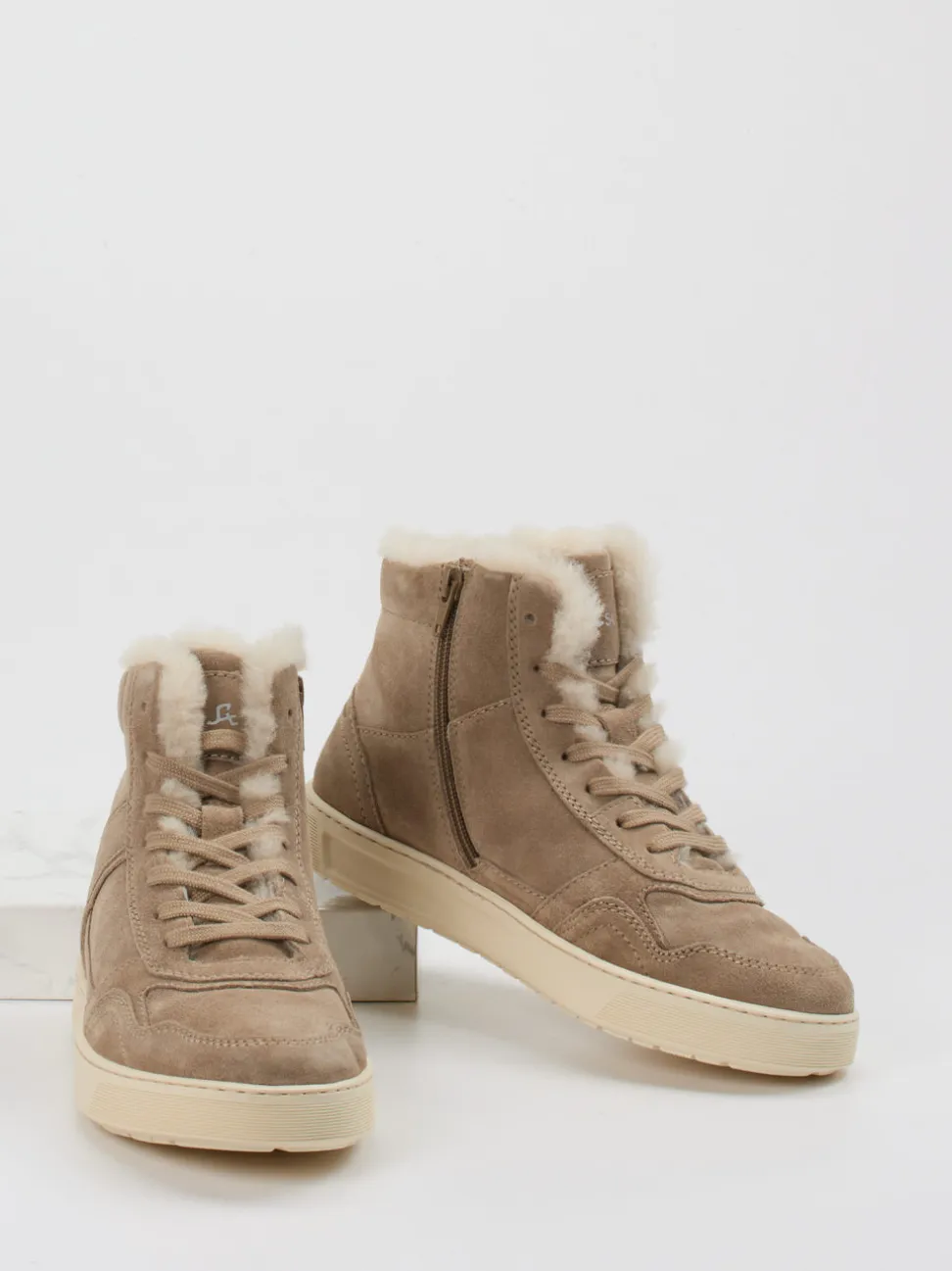 Sioux – Stiefeletten aus Veloursleder sandbeige