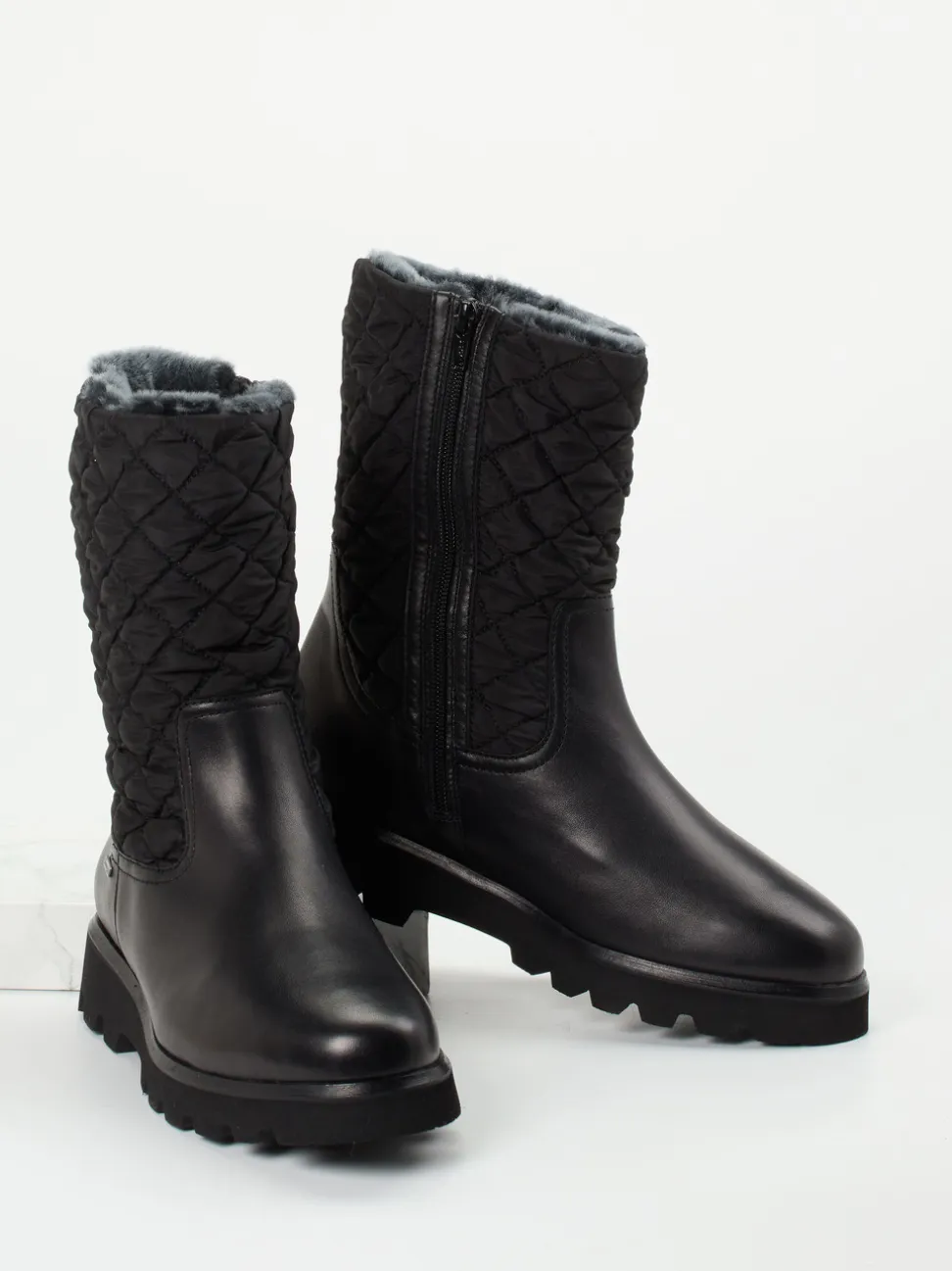 Sioux – Winterstiefel aus Leder und Stepptextil schwarz