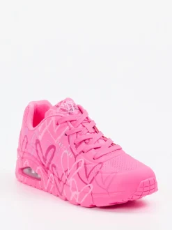 Skechers – Chunky Sneaker aus Nubukleder Neonpink