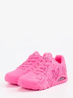 Skechers – Chunky Sneaker aus Nubukleder Neonpink