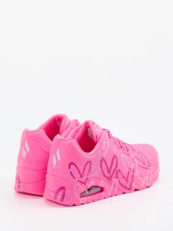 Skechers – Chunky Sneaker aus Nubukleder Neonpink