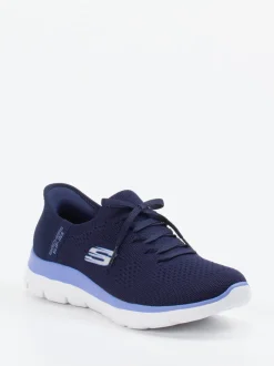 Skechers – Slip-On Sneaker aus gestricktem Textil blau