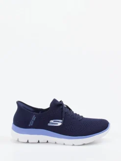 Skechers – Slip-On Sneaker aus gestricktem Textil blau