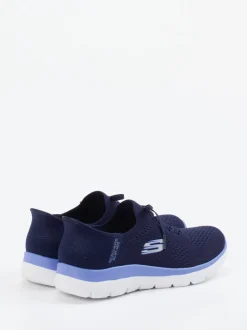 Skechers – Slip-On Sneaker aus gestricktem Textil blau