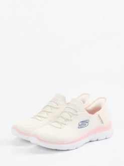 Skechers – Slip-On Sneaker aus Mesh-Textil cremeweiß