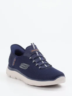 Skechers – Slip-On Sneaker aus Mesh-Textil blau