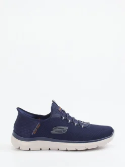 Skechers – Slip-On Sneaker aus Mesh-Textil blau