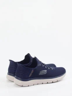 Skechers – Slip-On Sneaker aus Mesh-Textil blau