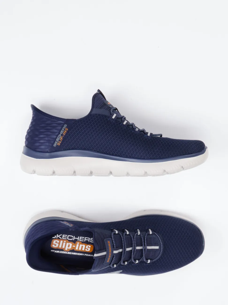 Skechers – Slip-On Sneaker aus Mesh-Textil blau