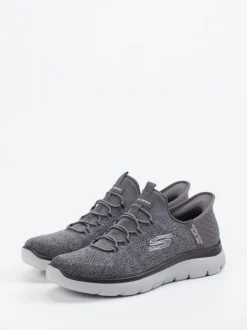 Skechers – Slip-On Sneaker aus Textilstrick grau