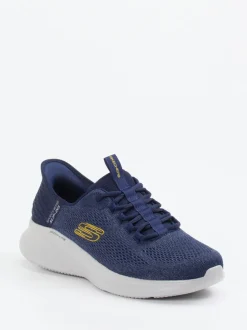 Skechers – Slip-On Sneaker aus Mesh-Textil marineblau