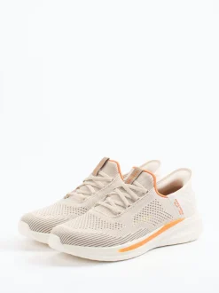 Skechers – Slip-On Sneaker aus Textilstrick Beige