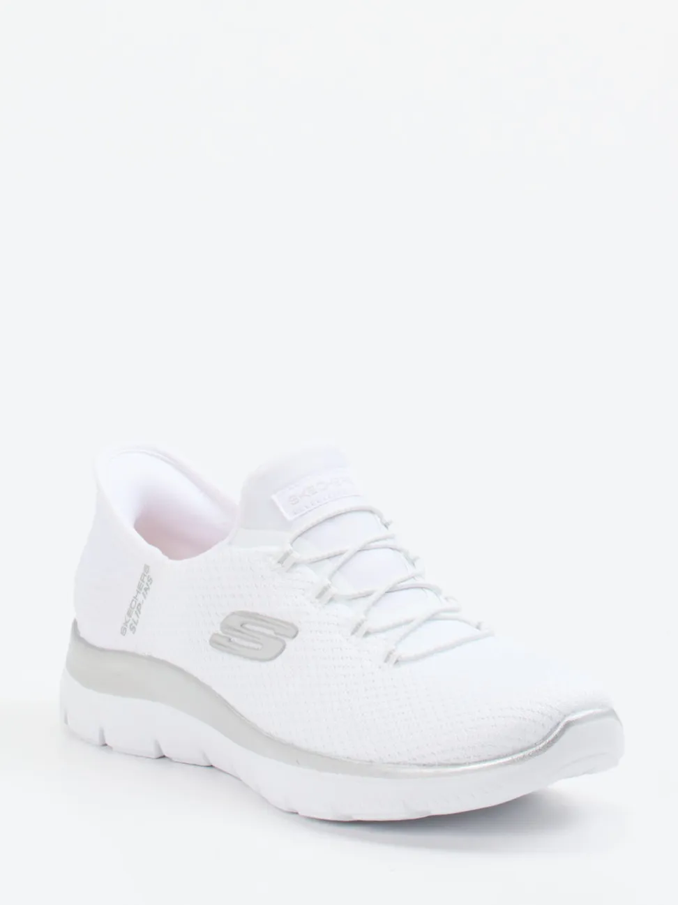 Skechers – Slip-On Sneaker aus Textilmesh Weiß