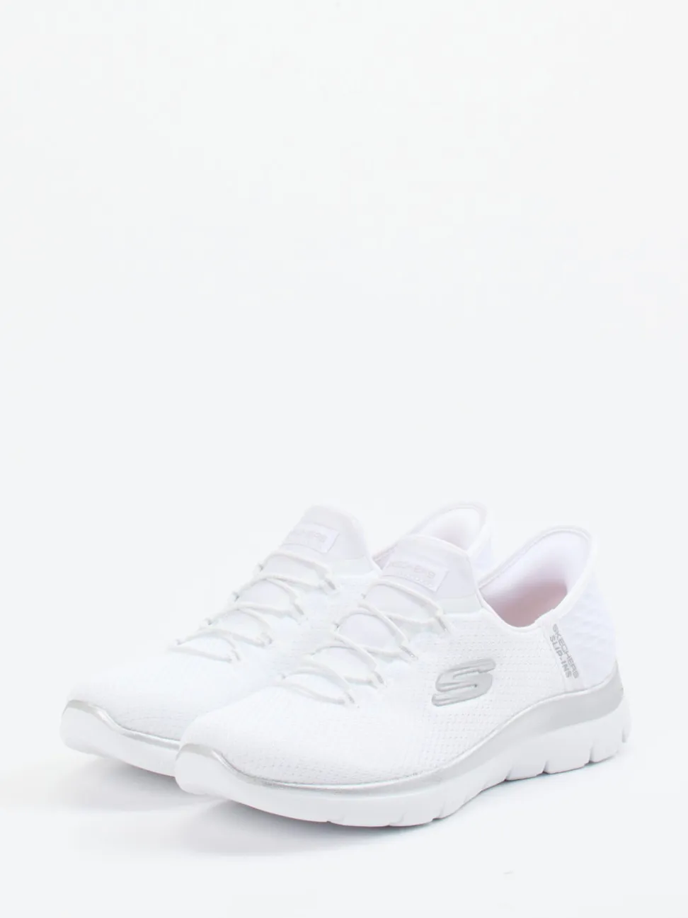 Skechers – Slip-On Sneaker aus Textilmesh Weiß