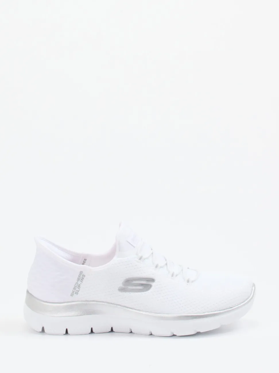 Skechers – Slip-On Sneaker aus Textilmesh Weiß